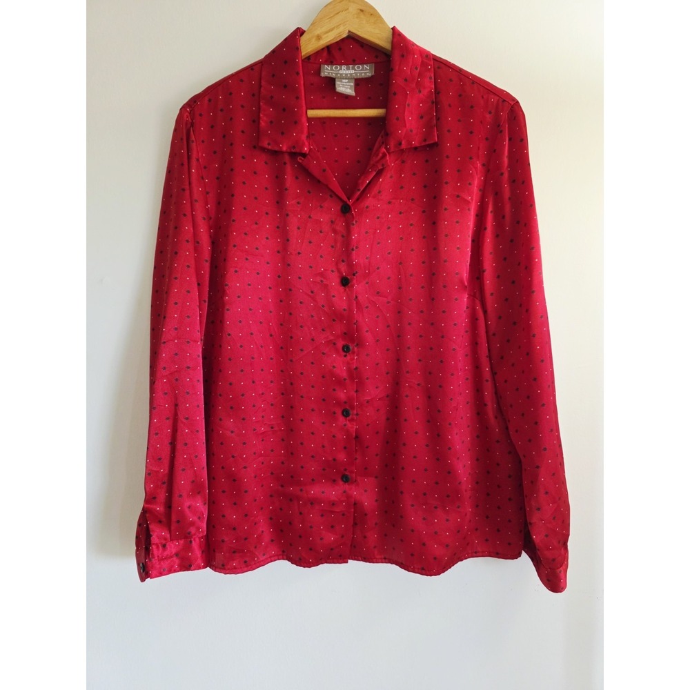 Norton Petites Mcnaughton Women's Blouse Top Long Sleeve Button Up 16P Lightweig